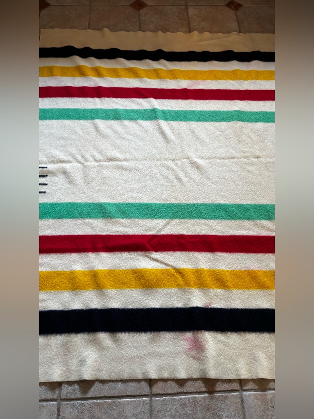 HUDSON BAY ENGLAND Multicolor Stripes 4 Points Full WOOL BLANKET-82x65u